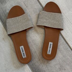 Steve Madden Brown and sparkle rhinestone Women's Slide Sandals